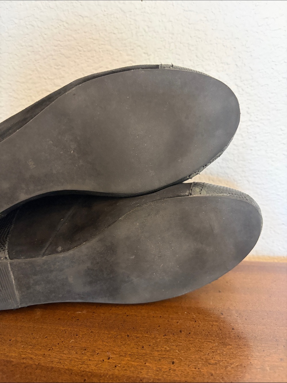 Jeffrey Campbell Vintage Black Suede Leather Wedge Mary Jane with Ribbon Tie 9 - Picture 10 of 10